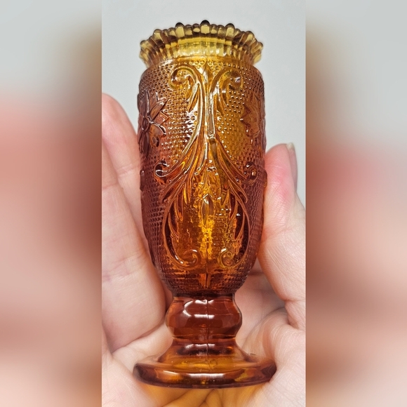 Vintage Indiana Glass Tiara Sandwich Pattern Mini Bud Vase Toothpick Holder 4" - Picture 3 of 9